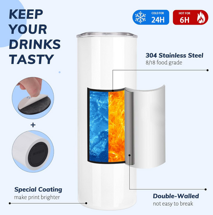 Custom Tumbler with clear tape a straw (20oz)